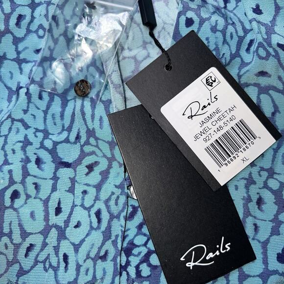 Rails Dress Size XL Blue Jasmine Jewel Cheetah Print Tiered Smocked Waist NWT - Picture 10 of 16